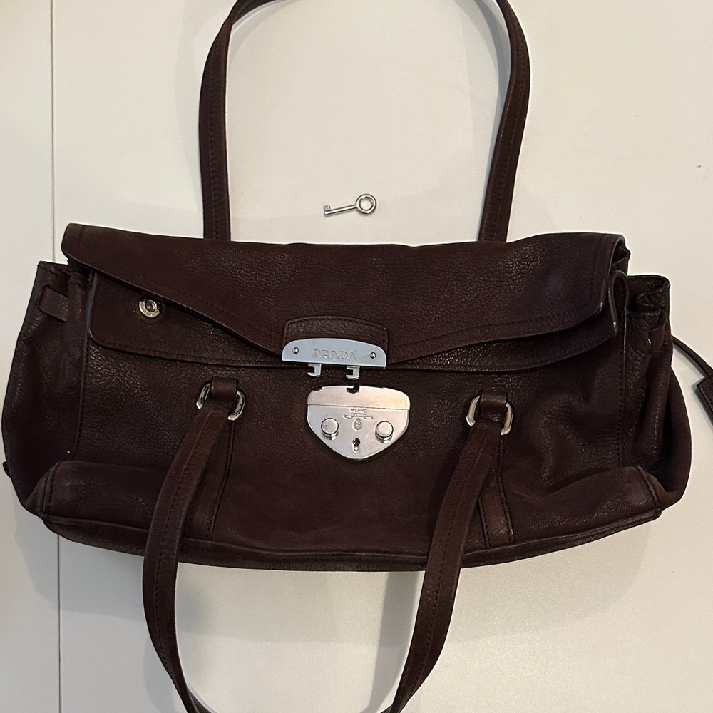 Prada Dark Brown Leather Shoulder Bag